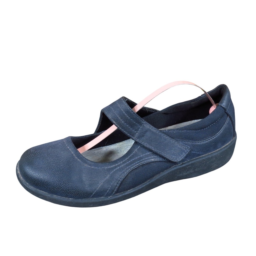Clarks Cloudsteppers Sillian Bella Women Shoe 7.5 W Walking Navy Blue Synthetic